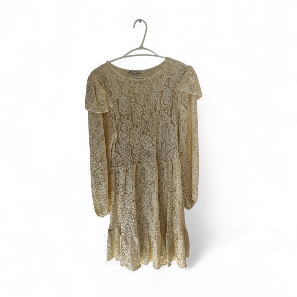 Zara Ivory Lace Long Sleeve Dress